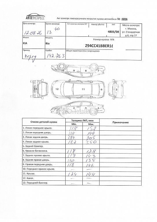 Фото KIA Rio 290